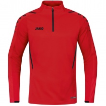 JAKO Langarmshirt Ziptop Challenge - Fleece-Innenseite, Zip-Reissverschluss - rot Jungen